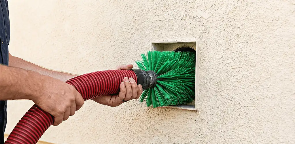 Air duct cleaning brush removing debris from a vent opening in Jacksonville, FL