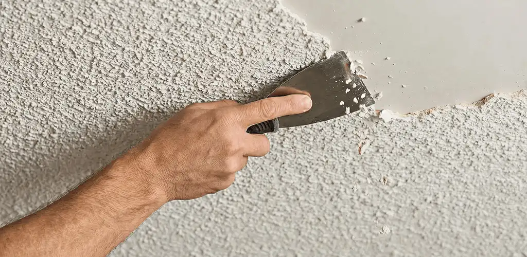 Popcorn ceiling removal scraping off textured ceiling finish in Jacksonville, FL
