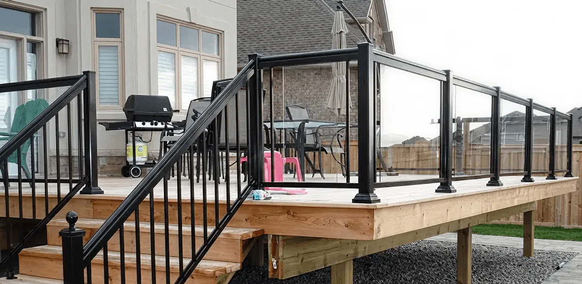 Handrail installation on a deck staircase for safety and code compliance in Jacksonville, FL