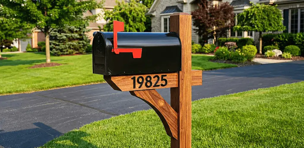 New mailbox installation with post and address number for a home in Jacksonville, FL