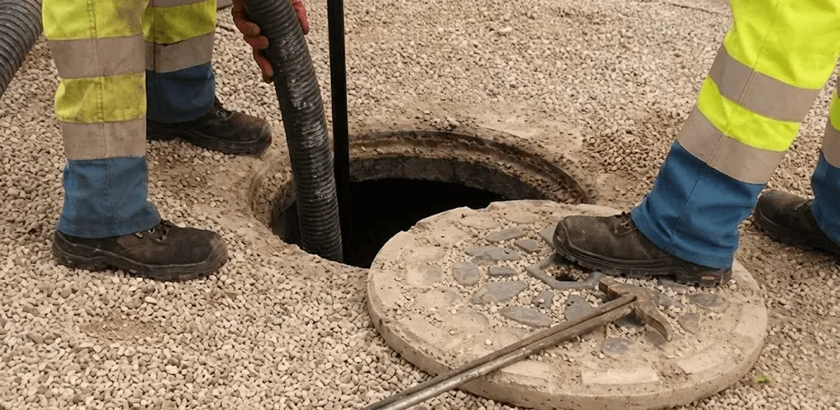 Drain cleaning crew clearing a sewer access point with professional equipment in Jacksonville, FL