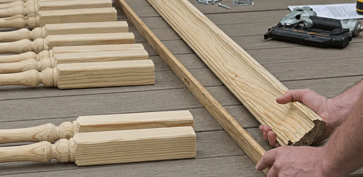 Handrail installation materials and wood components for stair rail work in Jacksonville, FL