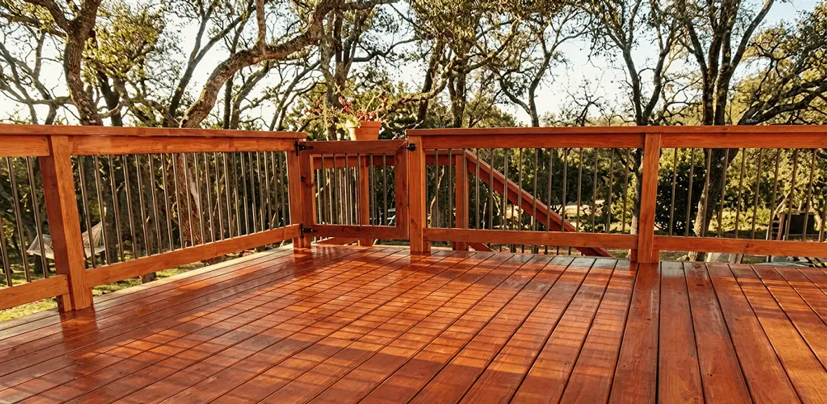 Deck sealing results with a freshly sealed wood deck in Jacksonville, FL